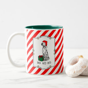 Christmas Santa Hat Dalmatian Dog (black 1) Cute Two-Tone Coffee Mug