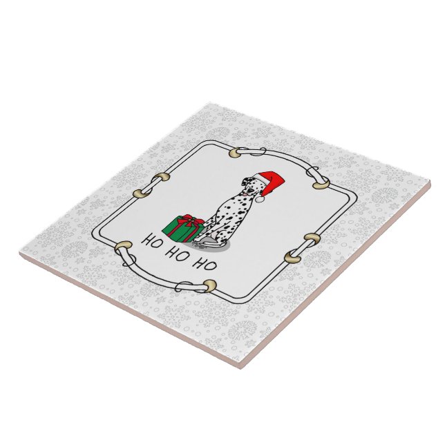 Christmas Santa Hat Dalmatian Dog (black 1) Fun Tile (Side)