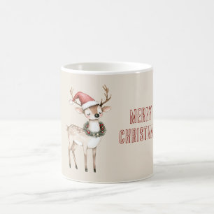 Christmas Santa Hat Deer Coffee Mug