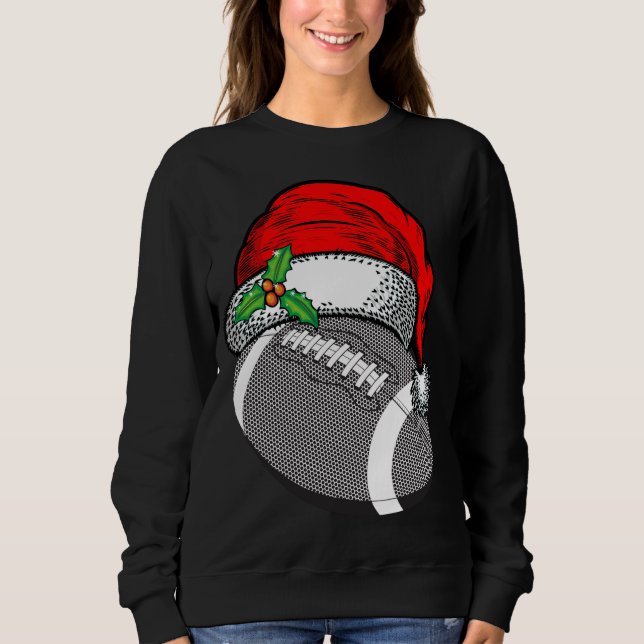 Christmas Santa Hat Football Sport Funny Gift Sweatshirt (Front)