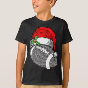 Christmas Santa Hat Football Sport Funny Gift T-Shirt