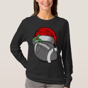Christmas Santa Hat Football Sport Funny Gift T-Shirt