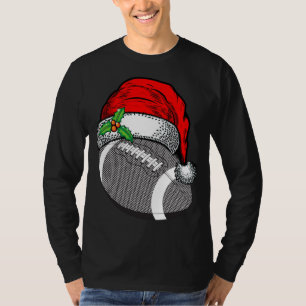 Christmas Santa Hat Football Sport Funny Gift T-Shirt