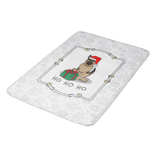Christmas Santa Hat German Shepherd Dog Cute Bath Mat