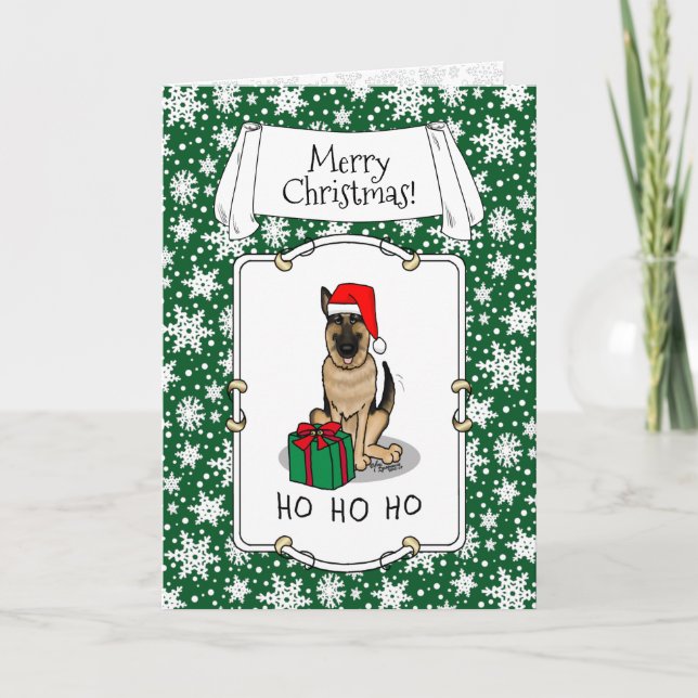 Christmas Santa Hat German Shepherd Dog Cute Card (Front)