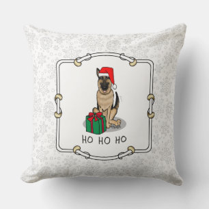 Christmas Santa Hat German Shepherd Dog Cute Cushion