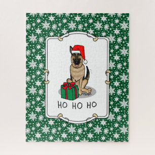 Christmas Santa Hat German Shepherd Dog Cute Jigsaw Puzzle