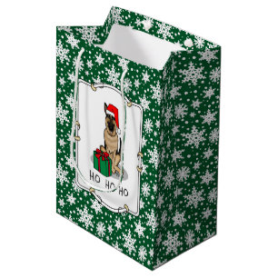 Christmas Santa Hat German Shepherd Dog Cute Medium Gift Bag