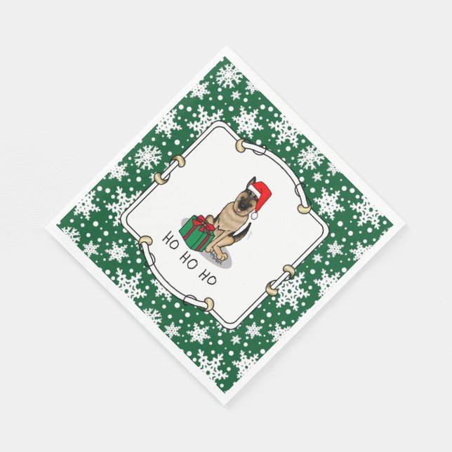 Christmas Santa Hat German Shepherd Dog Cute Napkin (Corner)