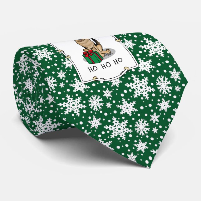 Christmas Santa Hat German Shepherd Dog Cute Tie (Rolled)