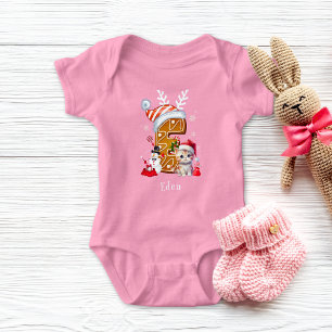 Christmas Santa Hat Gingerbread Alphabet E Girl Baby Bodysuit