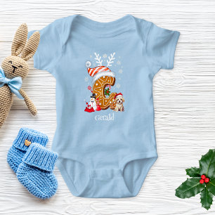Christmas Santa Hat Gingerbread Alphabet G Baby Bodysuit