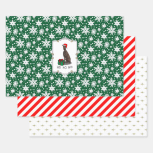 Christmas Santa Hat Greyhound Dog (brindle) Cute Wrapping Paper Sheet