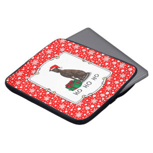 Christmas Santa Hat Greyhound Dog (brindle) Funny Laptop Sleeve