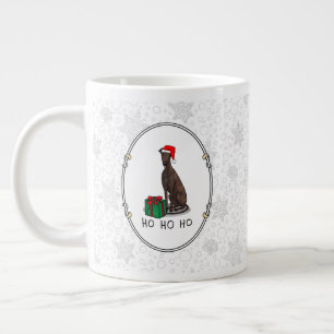 Christmas Santa Hat Greyhound Dog (brindle) Funny Large Coffee Mug