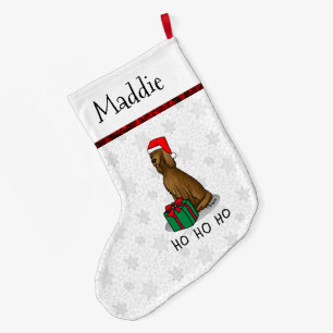 Christmas Santa Hat Irish Setter Dog (red 1) Cute Large Christmas Stocking
