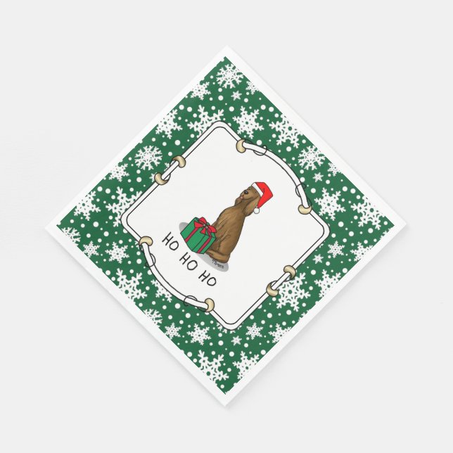 Christmas Santa Hat Irish Setter Dog (red 1) Cute Napkin (Corner)