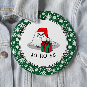 Christmas Santa Hat Maltese Dog Cute Funny 6 Cm Round Badge