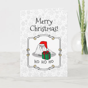 Christmas Santa Hat Maltese Dog Cute Funny Card