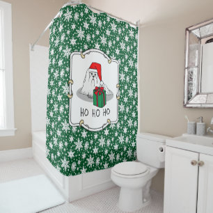 Christmas Santa Hat Maltese Dog Cute Funny Shower Curtain
