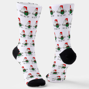 Christmas Santa Hat Maltese Dog Cute Funny Socks