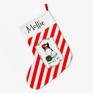 Christmas Santa Hat Papillon (tri-colour) Dog Cute Large Christmas Stocking