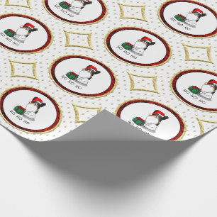 Christmas Santa Hat Papillon (tri-colour) Dog Cute Wrapping Paper