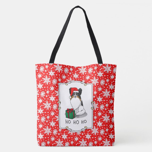Christmas Santa Hat Papillon (tri-colour) Fun Cute Tote Bag (Back)