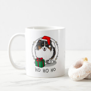 Christmas Santa Hat Pomeranian (tri-colour) Cute Coffee Mug