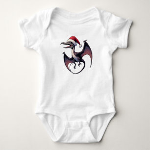 Christmas Santa hat pterodactyl  Baby Bodysuit