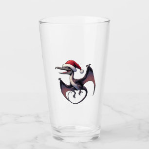 Christmas Santa hat pterodactyl Glass