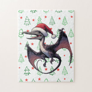Christmas Santa hat pterodactyl  Jigsaw Puzzle