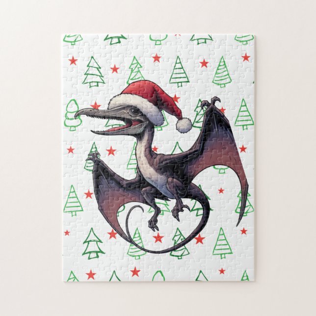 Christmas Santa hat pterodactyl  Jigsaw Puzzle (Vertical)
