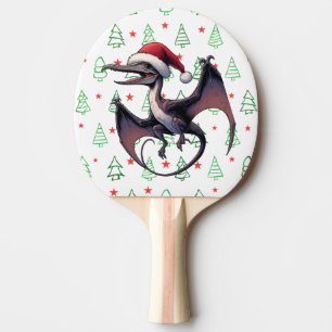 Christmas Santa hat pterodactyl Ping Pong Paddle