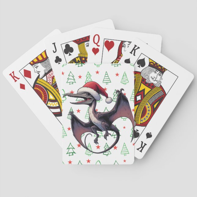Christmas Santa hat pterodactyl  Playing Cards (Back)