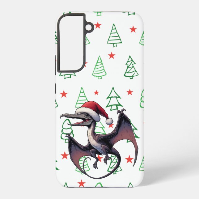 Christmas Santa hat pterodactyl  Samsung Galaxy S22+ Case (Back)