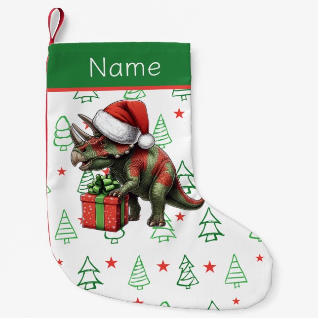 Christmas Santa hat pterodactyl  Small Christmas Stocking (Front)