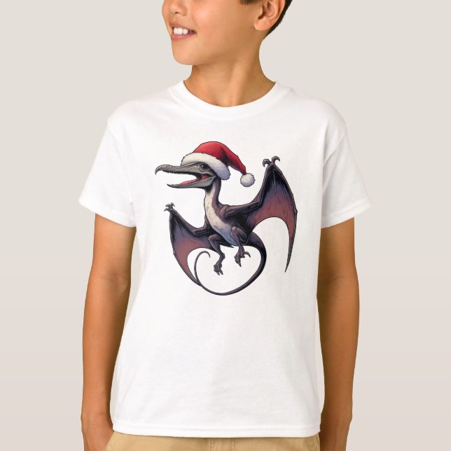 Christmas Santa hat pterodactyl  T-Shirt (Front)