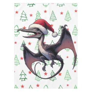 Christmas Santa hat pterodactyl Tablecloth