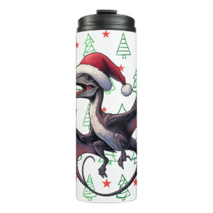 Christmas Santa hat pterodactyl  Thermal Tumbler