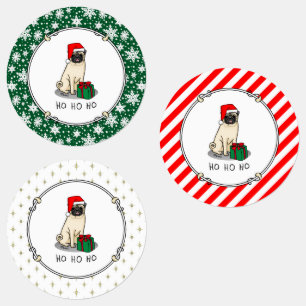 Christmas Santa Hat Pug Dog (light fawn) Cute