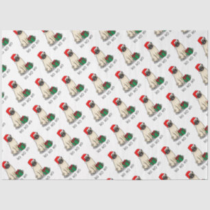 Christmas Santa Hat Pug Dog (light fawn) Cute Tissue Paper