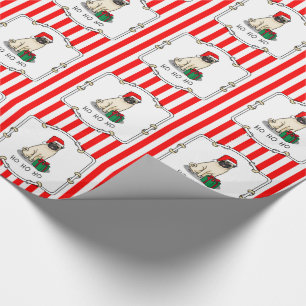 Christmas Santa Hat Pug Dog (light fawn) Cute Wrapping Paper
