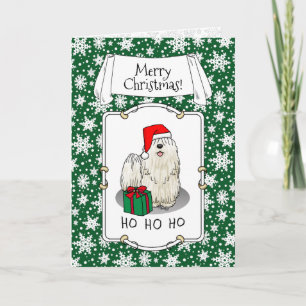 Christmas Santa Hat Puli Dog (white) Cute Funny Card