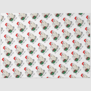 Christmas Santa Hat Puli Dog (white) Cute Funny Tissue Paper