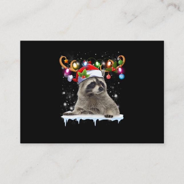 Christmas Santa Hat Racoon Pyjamas Enclosure Card (Front)