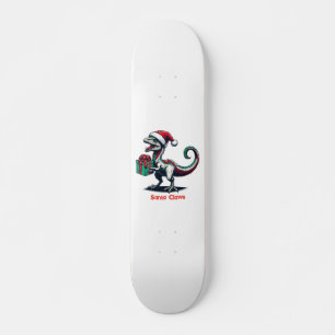 Christmas Santa hat raptor Skateboard