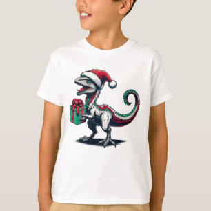 Christmas Santa hat raptor T-Shirt