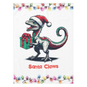 Christmas Santa hat raptor Tablecloth