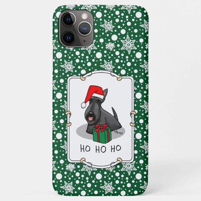 Christmas Santa Hat Scottish Terrier (black) Cute Case-Mate iPhone Case (Back)